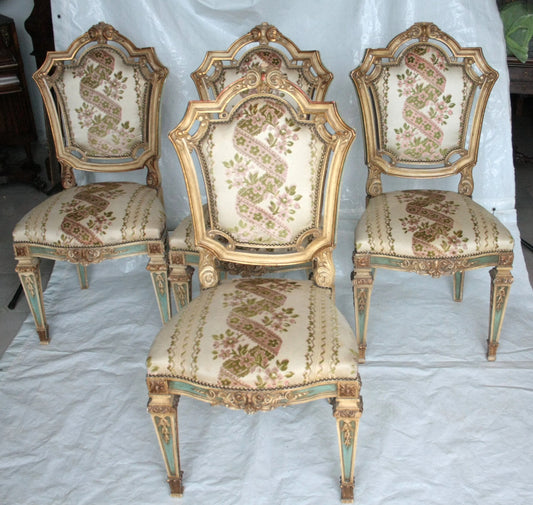 Set 4 sedie napoleone iii imbottite in stile napoleone iii seconda metà ottocento con tessuto ornato