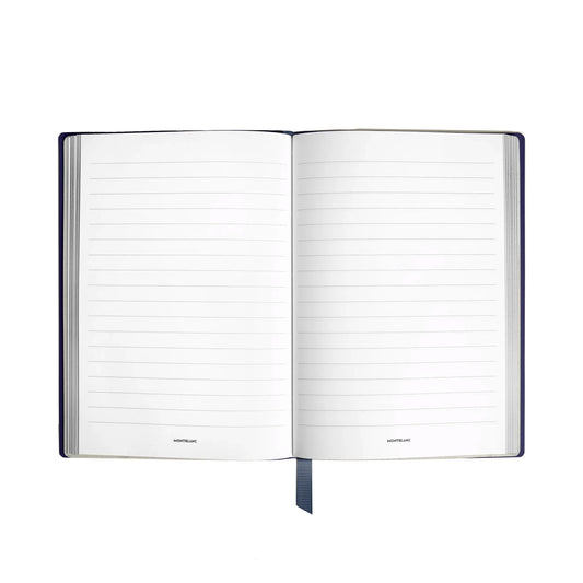 Montblanc blocco note days blu in pelle navy con pagine a righe e segnalibro per blocnote around the world