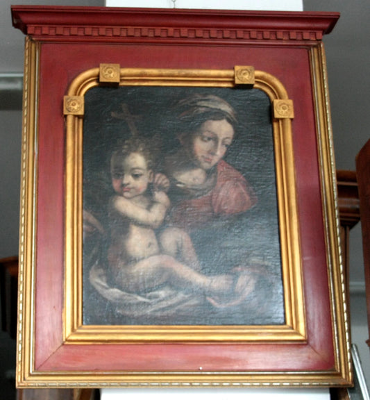 Tela raffigurante madonna con bambino dipinto olio italia settentrionale ultimo decennio xvi secolo incorniciato