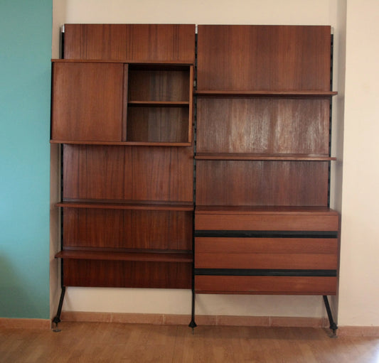Modulare libreria due moduli in legno parete modulare urio disegnata da ico e luisa parisi per mim 1957 italia 60s