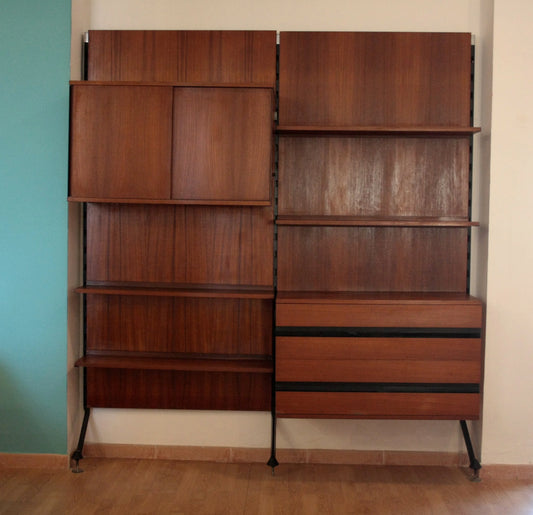 Modulo di libreria 60’s in teak parete modulare urio disegnata da Ico e Luisa Parisi per MiM 1957