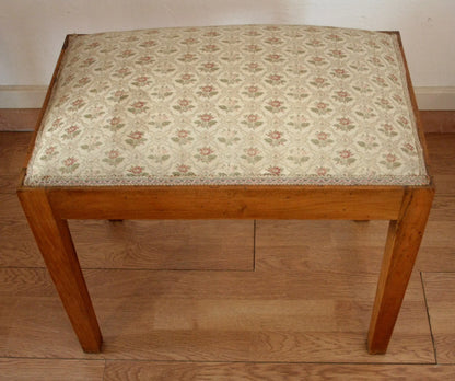 Sgabello-panca vintage novecento in legno di noce massello con seduta imbottita esemplare raffinato risalente anni 50-60