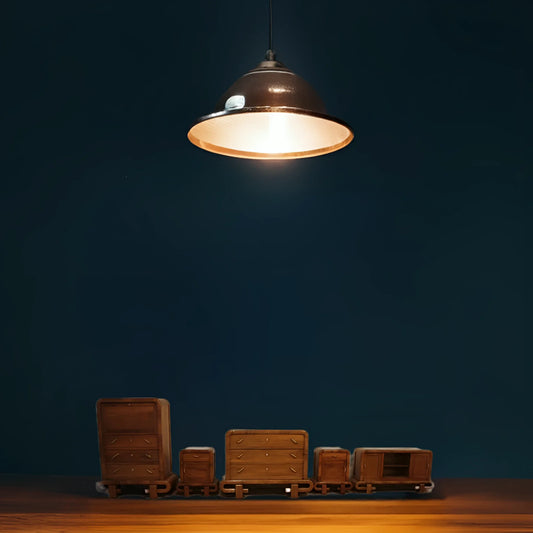 Miniatura set di mobili in legno noce art decò camera da letto anni 50 antiquariato modernariato vintage
